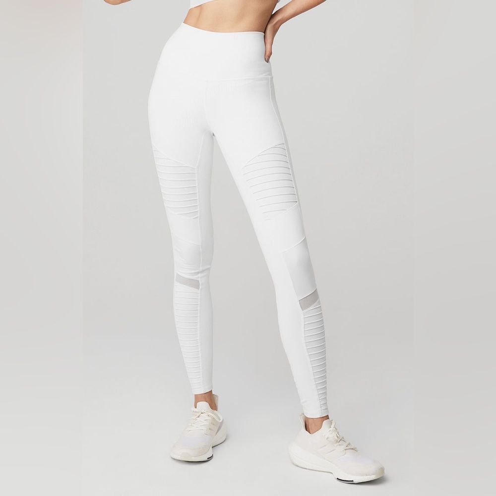 Alo White Moto Leggings